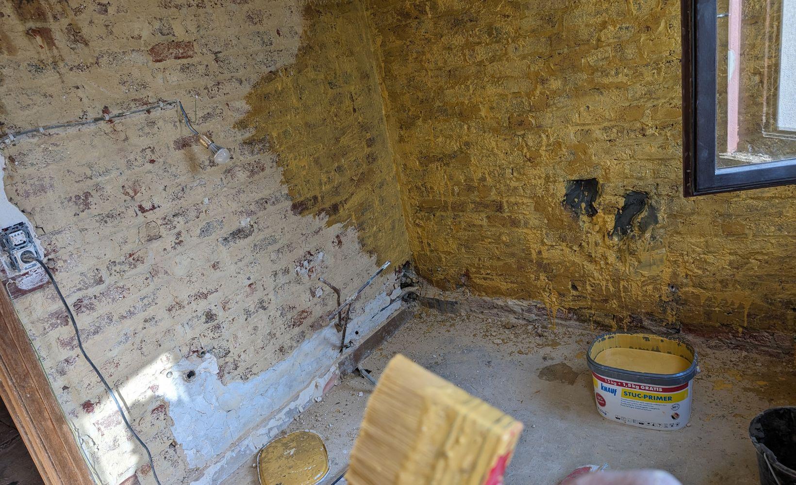 Refaire les murs et le faux plafond avec gyproc vert avec plombier vdk 6